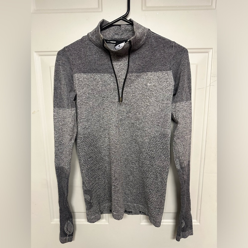 Nike‎ Dri-Fit Seamless Knit Running Pullover Womens Small 1/4 Zip Gray Workout